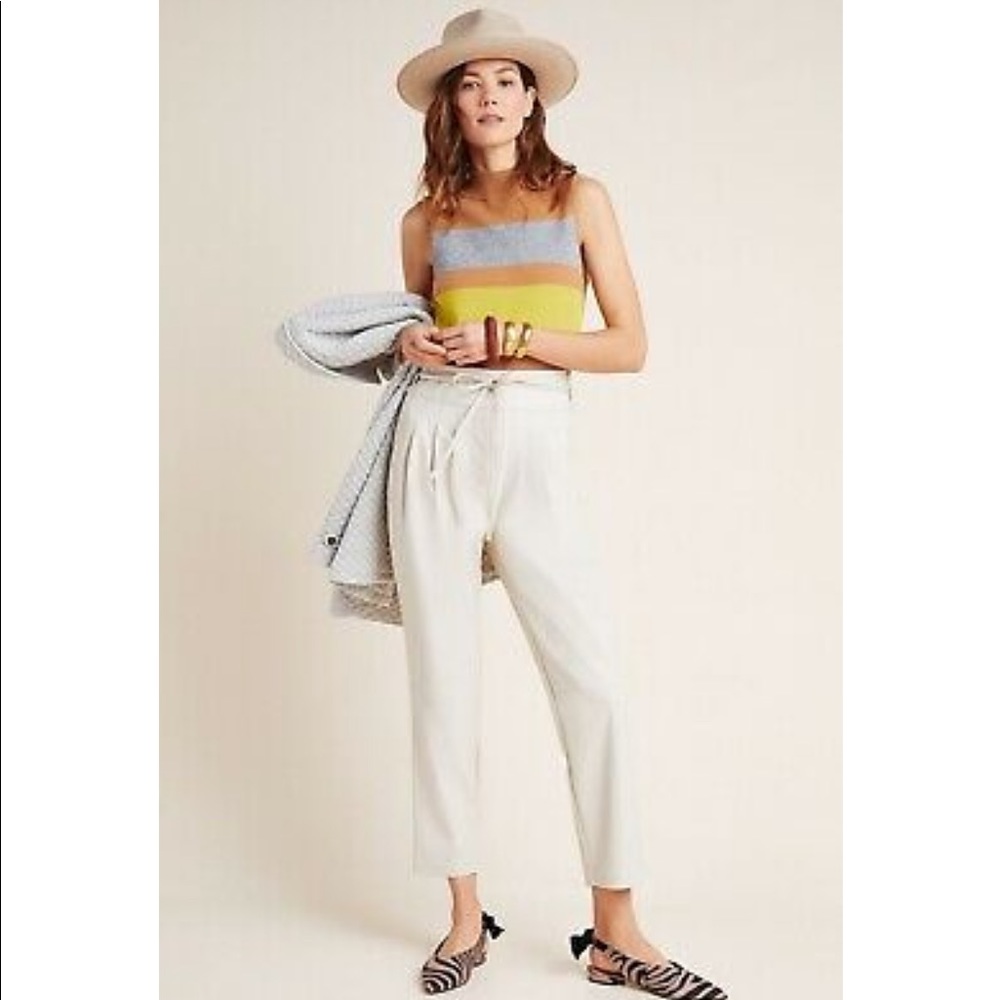 LNew with tags, Anthropologie Chelsea faux leather tapered pants, ivory